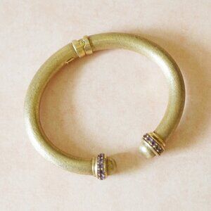 Vintage ITAOR Italy Amethyst Bangle – 925 Gold Vermeil Hinged Bracelet